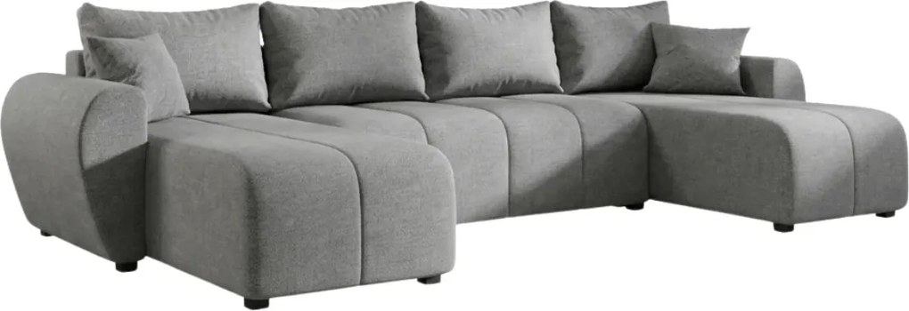 Rozkładana sofa narożna w kształcie U SEVIO 311x145 cm, szara + 2 poduszki GRATIS