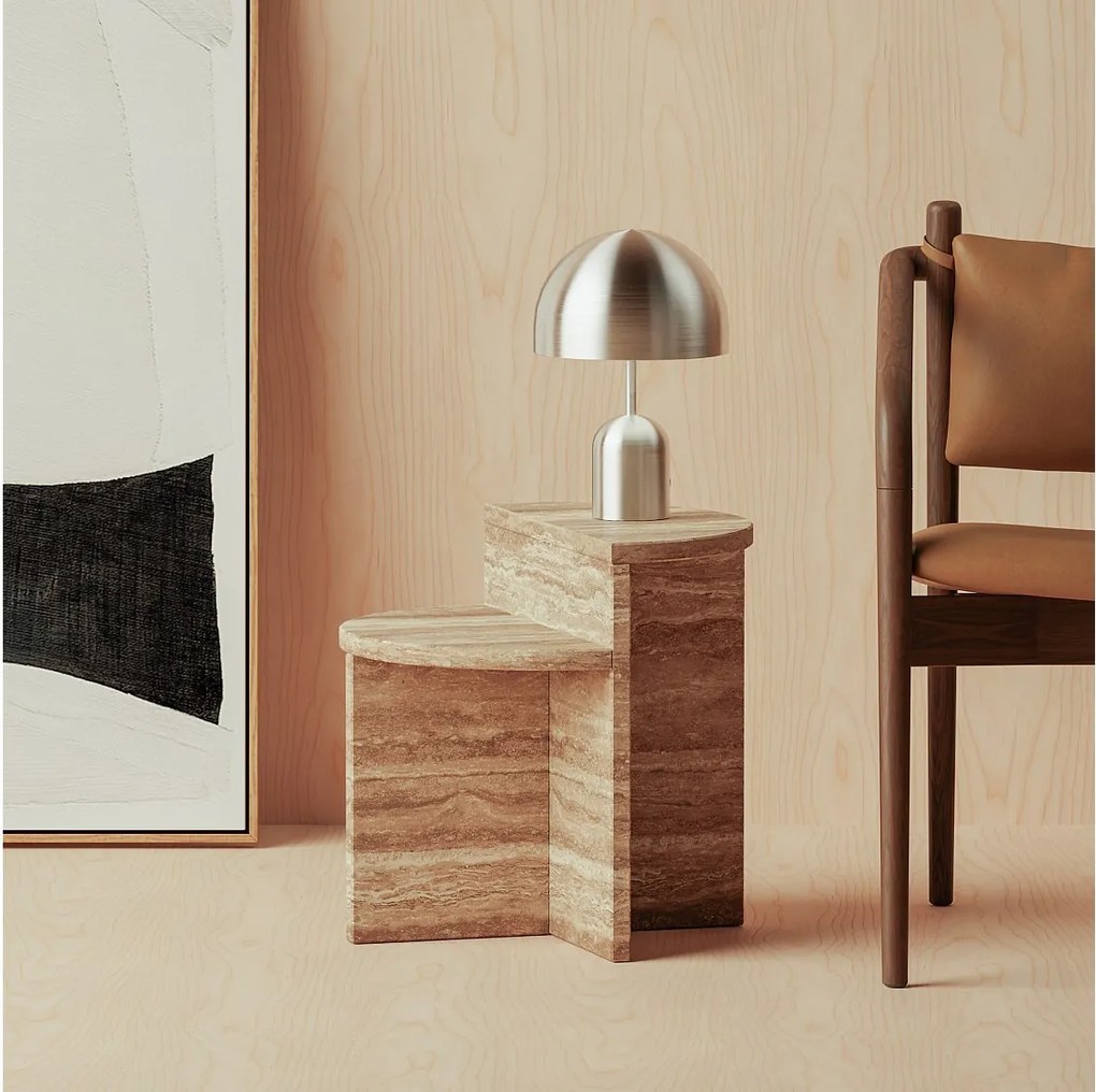 Stolik pomocniczy z trawertynu – orzech – Swan