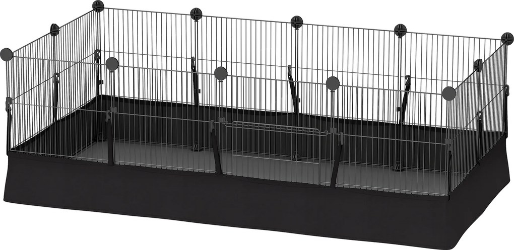 PawHut Wybieg dla małych zwierząt z 12 panelami, klatka dla królików, świnek morskich, 120x60x40 cm, czarny | Aosom PL