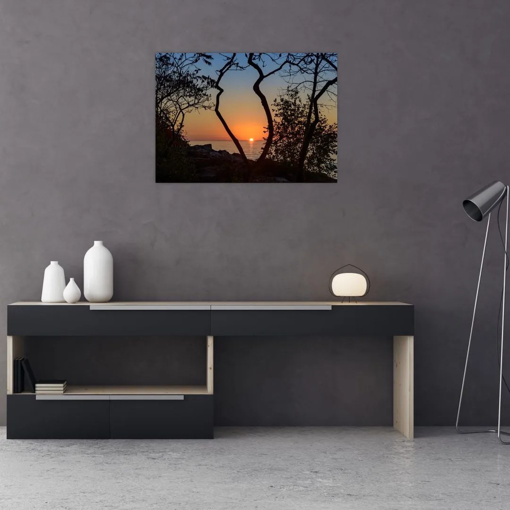 Obraz na szkle - zachód słońca (70x50 cm)