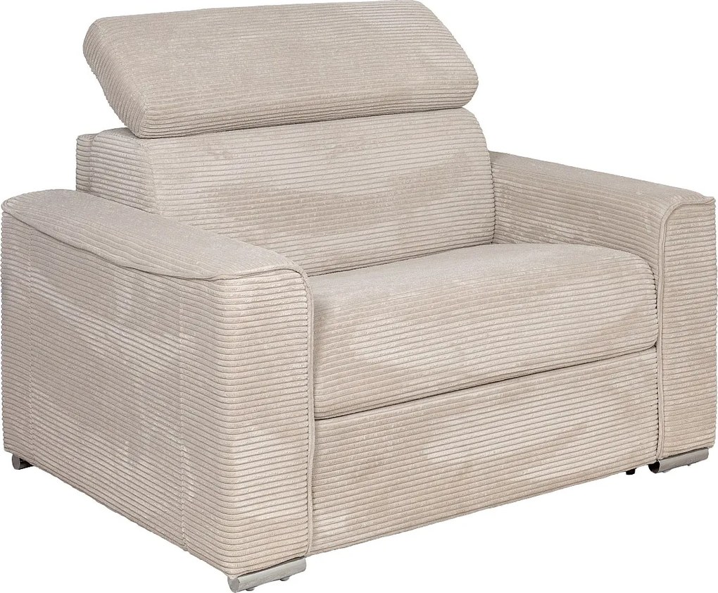 Fotel rozkładany typu express z beżowego sztruksuie - pow. spania 70 cm - Materac 18 cm VIZIR