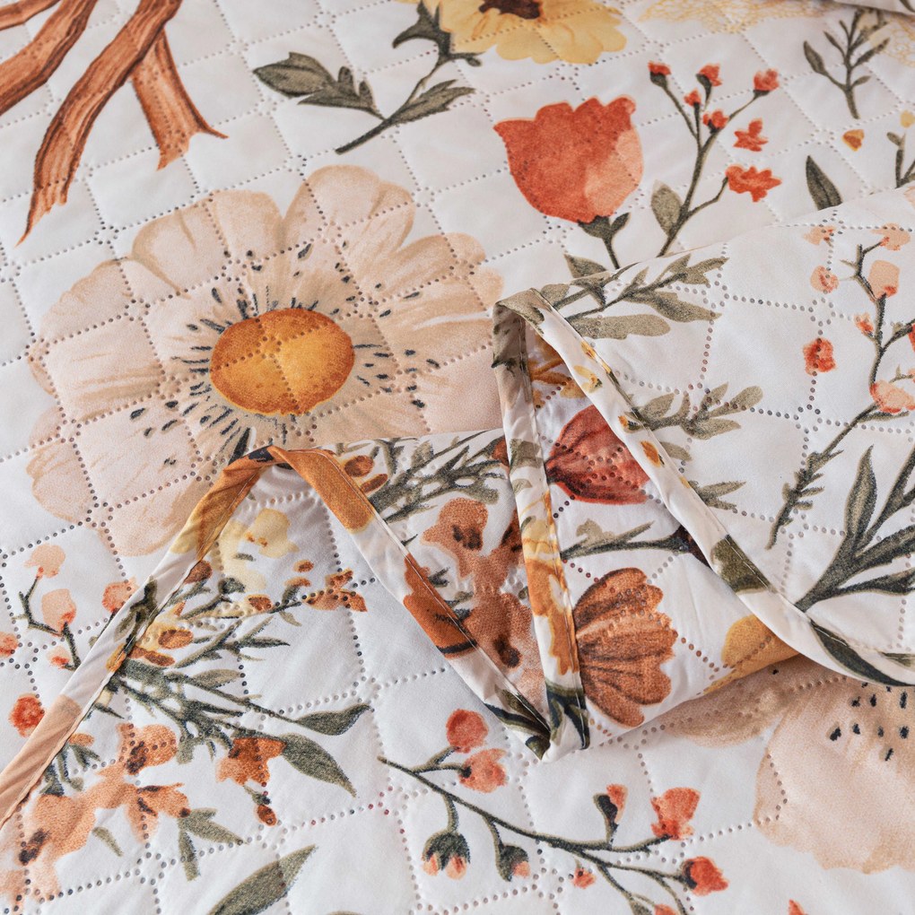 Narzuta na łóżko FLORAL RIBBON, kremowy Rozmiar: 170 x 210 cm