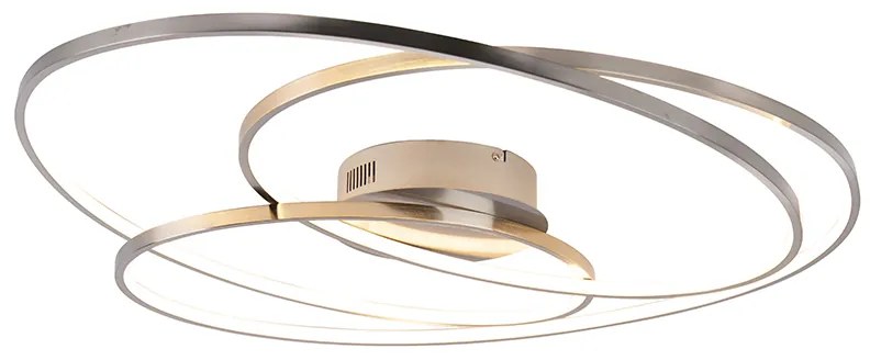 Lampa sufitowa stalowa 80 cm z LED o 3-stopniowej regulacji jasności - RowinDesignerski Oswietlenie wewnetrzne