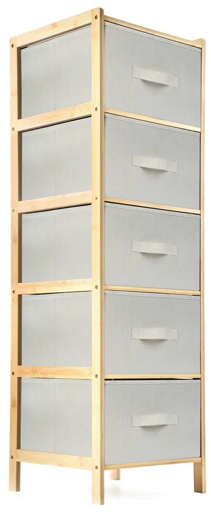 G21 Bambusowy regał z koszykami, 5 półek, beżowy, 5 pięter