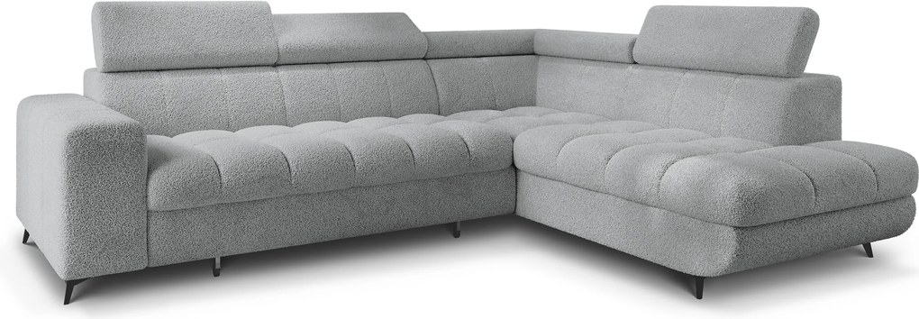 Masseno Narożnik MORIVA z funkcją spania i pojemnikiem na pościel Narozniki L, Rozkładana sofa - Jasnoszary, QUELLE 83
