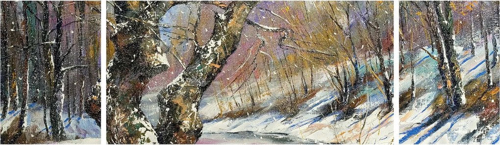 Obraz namalowanego zimowego krajobrazu (170x50 cm)