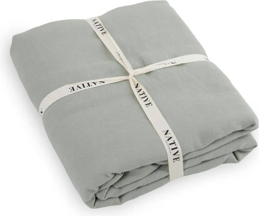 Szarozielona lniana pościel dwuosobowa 200x200 cm Stone – Native Natural