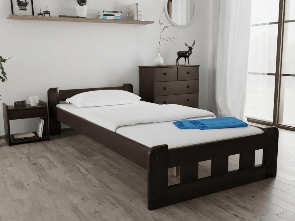 Łóżko Naomi podwyższone 90 x 200 cm, orzech Stelaż: Ze stelażem listwowym rolowanym elastycznym, Materac: Materac Coco Maxi 20 cm