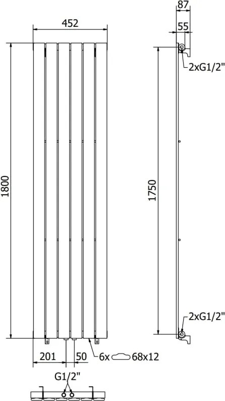 Mexen Boston grzejnik dekoracyjny 1800 x 452 mm, 888 W, biały - W213-1800-452-00-20