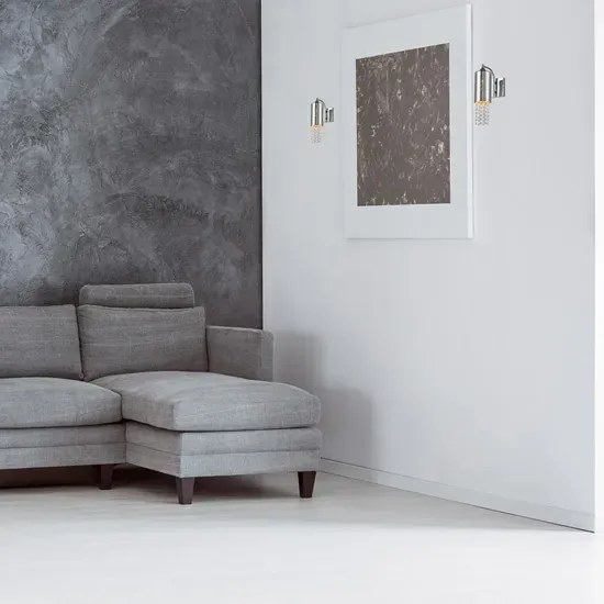 Srebrny kinkiet z kryształkami w stylu glamour - N61-Kavis