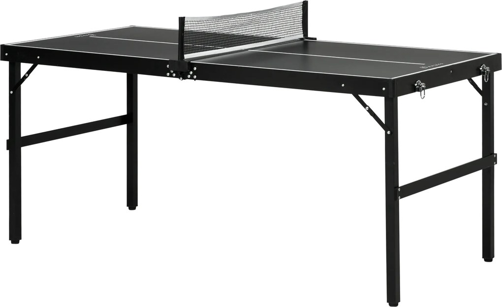 SPORTNOW Zestaw do Tenisa Stołowego dla Dzieci, Składany, z Zamkiem i Uchwytem, Rama Aluminiowa, 152x76x72 cm, Czarny