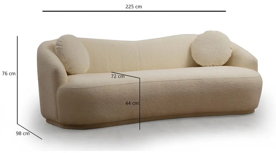 Kremowa sofa 225 cm Ancona – Artie