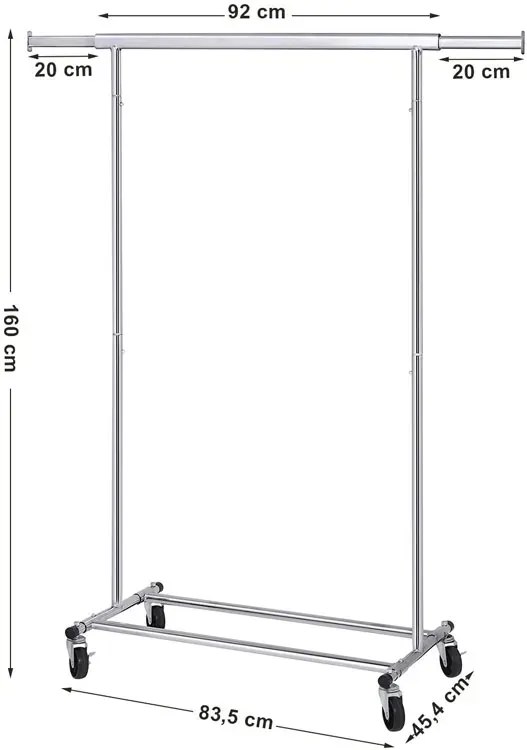 Metalowy wieszak na 4 kółkach do garderoby S7-B04