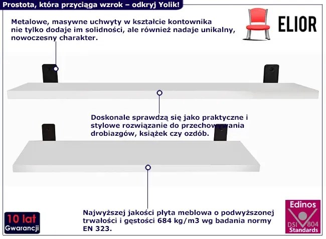 Biały komplet 2 ściennych półek na kwiaty - Yolik 5X