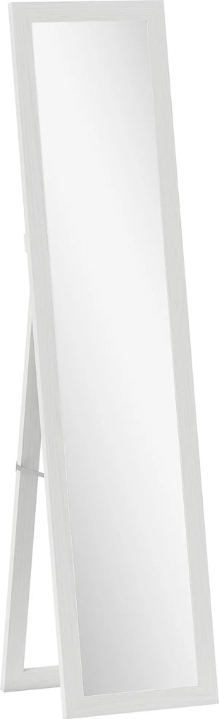 HOMCOM Lustro stojące, lustro całopostaciowe z podpórką, wolnostojące lustro ścienne, 37 x 157 cm, biały