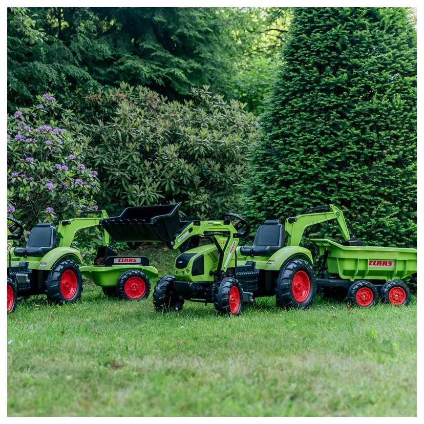 Falk traktor claas avec zielony na pedały z przyczepką od 3 lat
