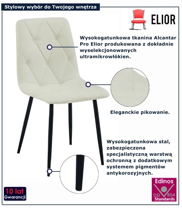 Beżowe krzesło tapicerowane z czarnymi nogami D0-M97