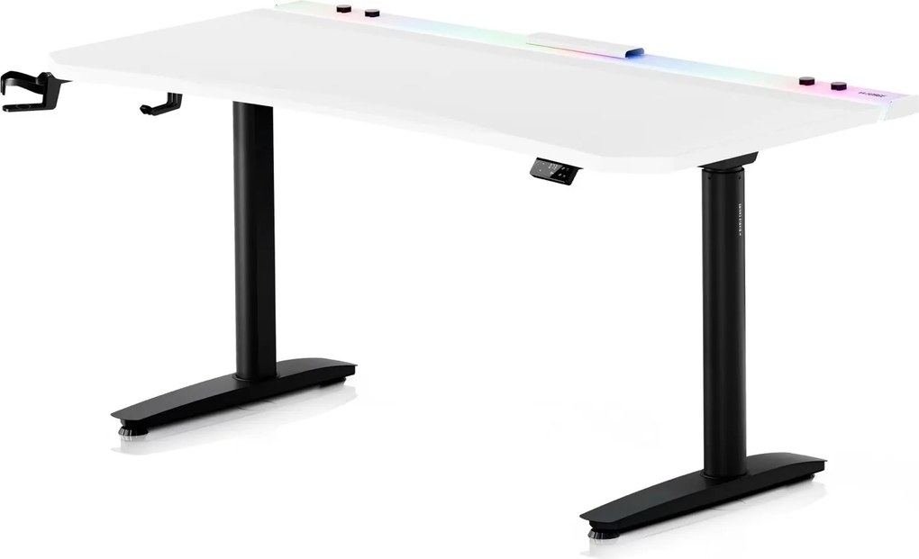 Biurko gamingowe RGB z regulacją wysokości Diablo X-Forge, 160x70 cm, biało-czarne