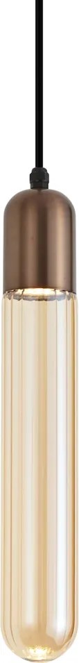 Lampa wisząca Art Deco ciemny brąz z żebrowanym szkłem IP44 - Walcott