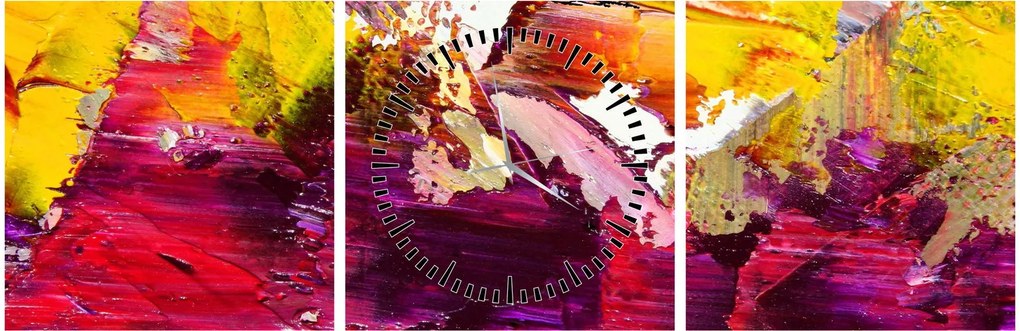 Obraz abstrakcji - malarstwo (z zegarem) (90x30 cm)