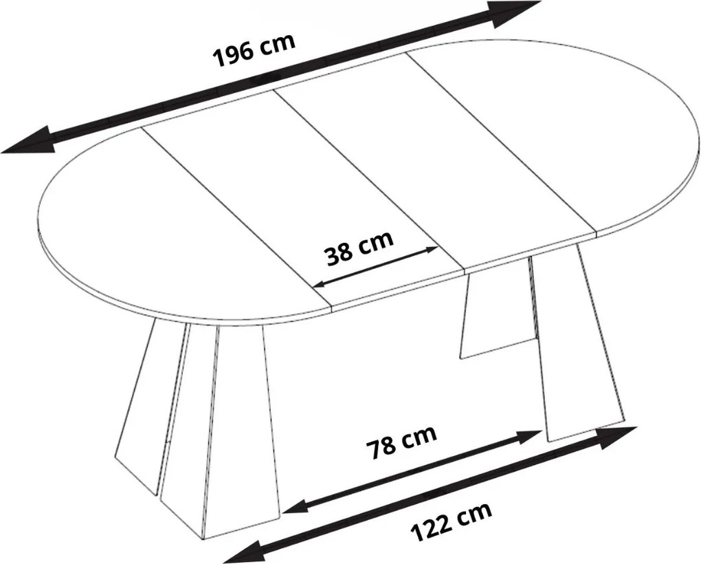 Industrialny stół rozkładany Fuego 120-196 cm z obręczą