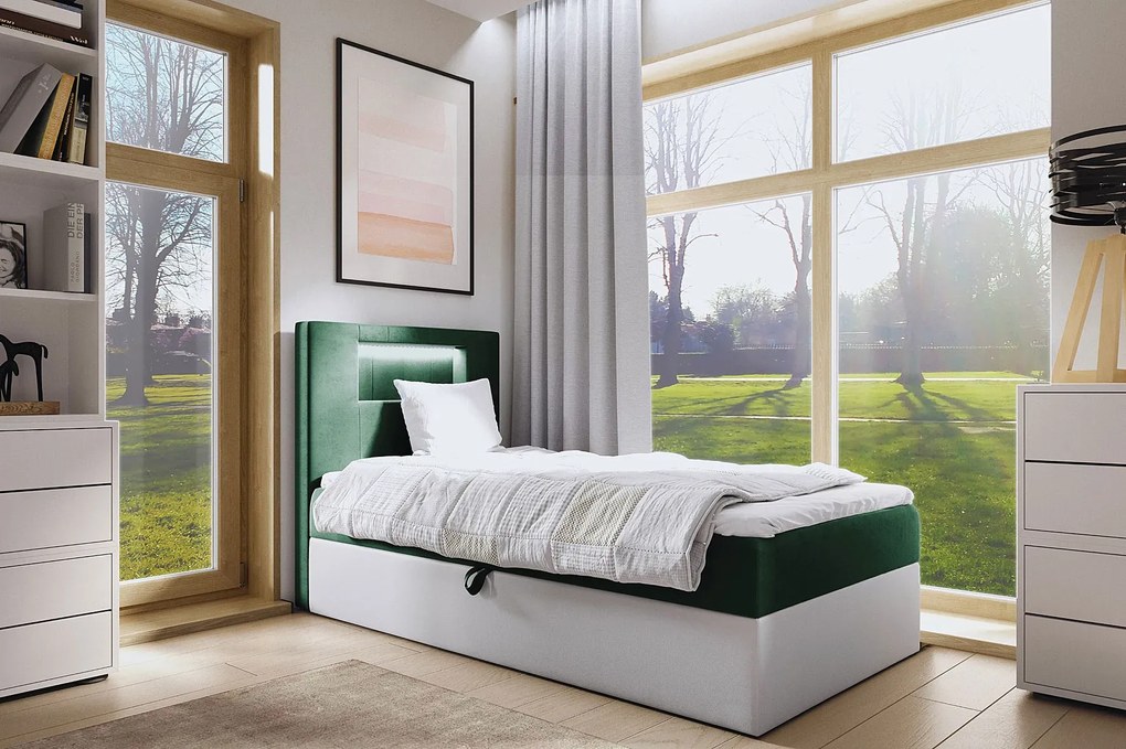 Ciemnozielone pojedyncze łóżko kontynentalne 3 rozmiary W3-R87