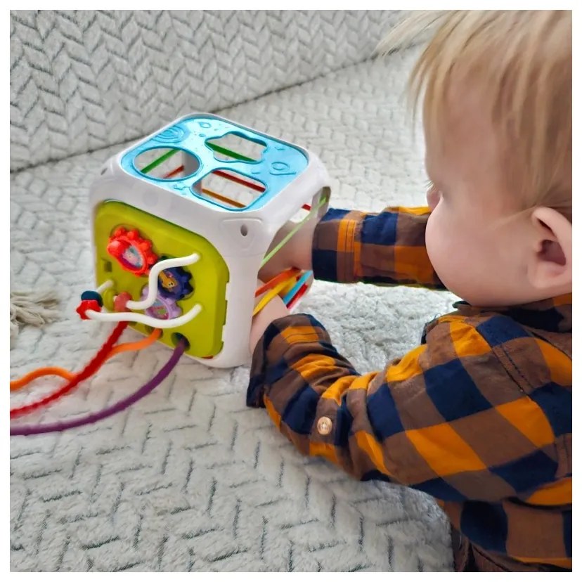 Woopie baby elastyczna kostka sensoryczna sorter dla dzieci zwierzątka + grzechotka 7 el.