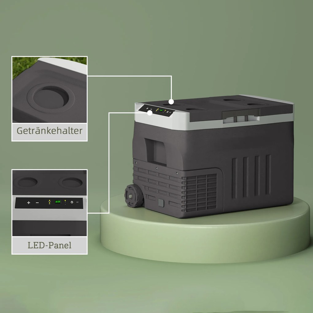 Outsunny 30 L Elektryczna Lodówka Kompresorowa z Trybem ECO i Funkcją LED, Czarna