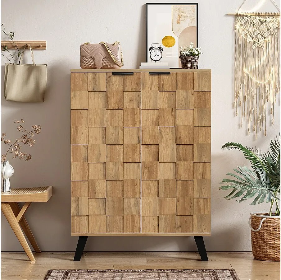 Szafka na buty 5-komorowa - 80,5 x 35 x 109,5 cm - półki regulowane - płyta wiórowa - kolor drewna