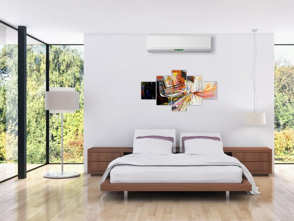 Obraz - Kobieta grająca na pianinie (125x70 cm)