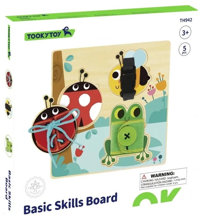 Tooky toy drewniana tablica edukacyjna sorter trening ćwiczenia sznurek guzik klamerka