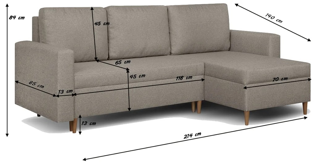 Narożnik z funkcją spania Ken Beżowy