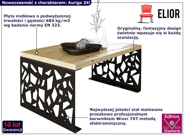 Industrialny stolik kawowy czarny + dąb artisan - Ofelio 3X