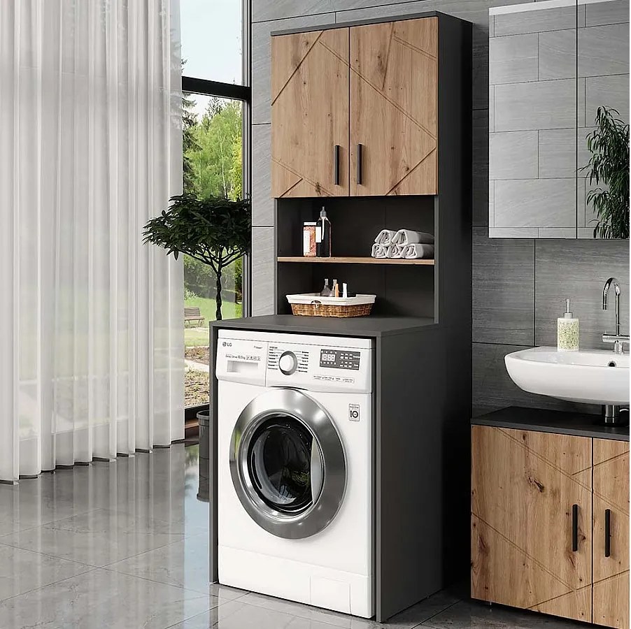 Zestaw szafek pod pralkę antracyt/złoty dąb 68x60.1x88.5 irma