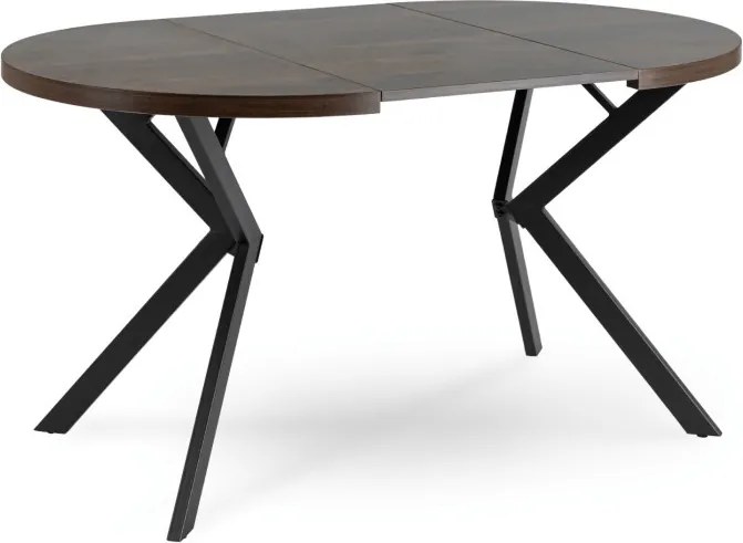 Stół Okrągły Rozkładany LUGO 90-190 cm Orzech/Czarny Loft