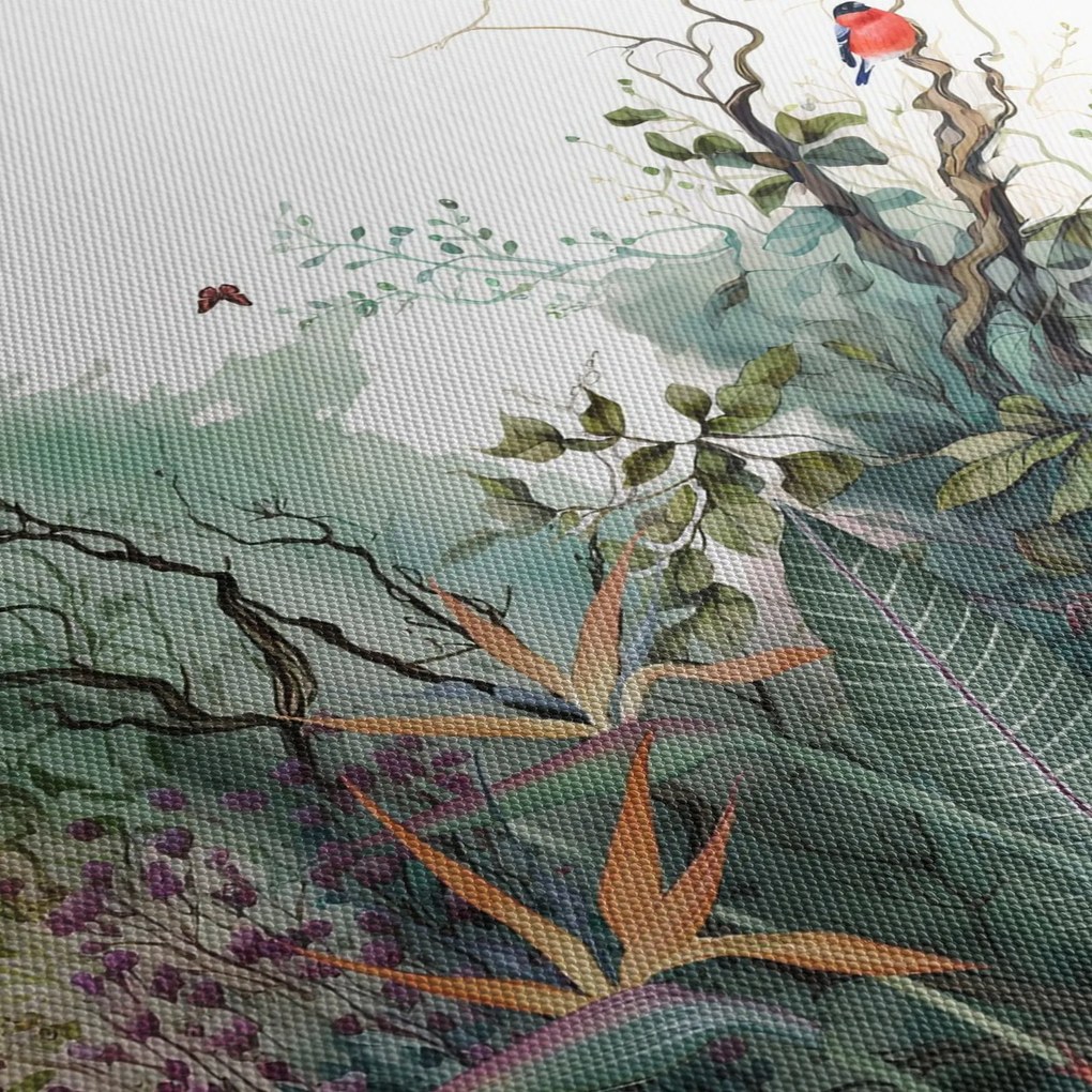 Obraz - Naturalny krajobraz, akwarela (z zegarem) (90x30 cm)