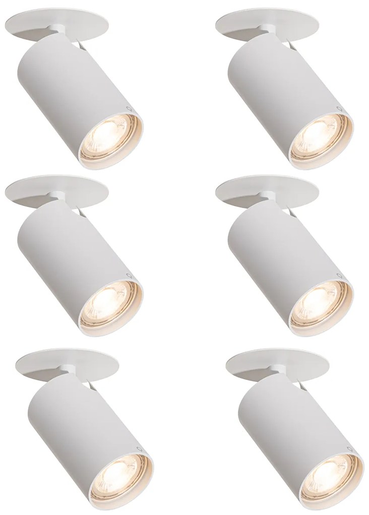 Zestaw 6 nowoczesnych reflektorów wpuszczanych białych GU10 50mm - Chels