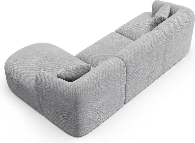 Jasnoszary sztruksowy narożnik (prawostronny/z szezlongiem) Campi – Cosmopolitan Design