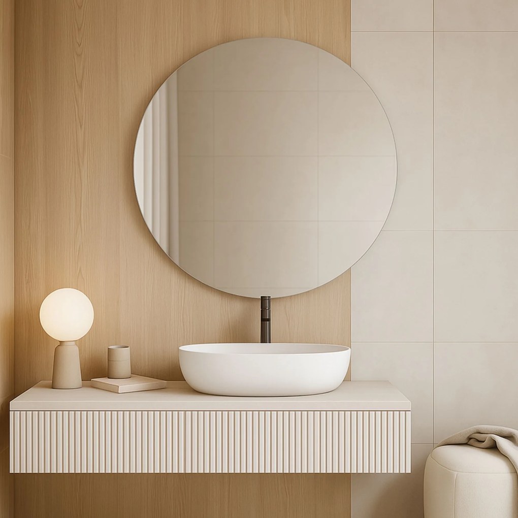 Lustro okrągłe wiszące bezramowe oszlifowane bez oświetlenia MOON | Różne rozmiary | Różne kolory szkła : Kolor - Srebro, Średnica - 110 cm