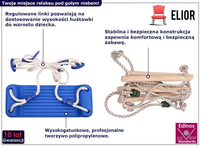 Niebieska huśtawka i drabinka sznurkowa - Aferix