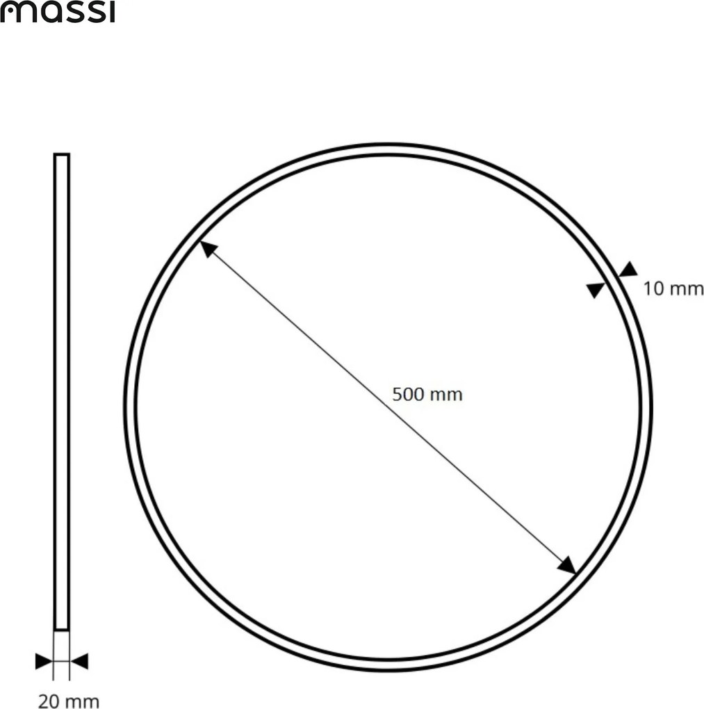 Lustro okrągłe podświetlane w czarnej ramie mat VALO Slim LED Black | Różne rozmiary : Średnica - 50 cm