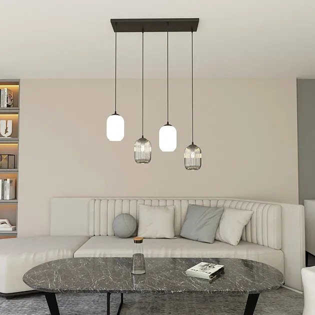 Nowoczesna lampa wisząca opal + grafit 2X D164 Z4-R81