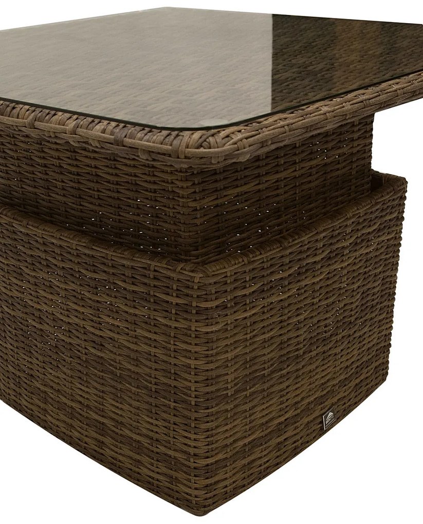 Rattanowy zestaw narożny modułowy BORNEO LUXURY dla 8 osób (brązowy)
