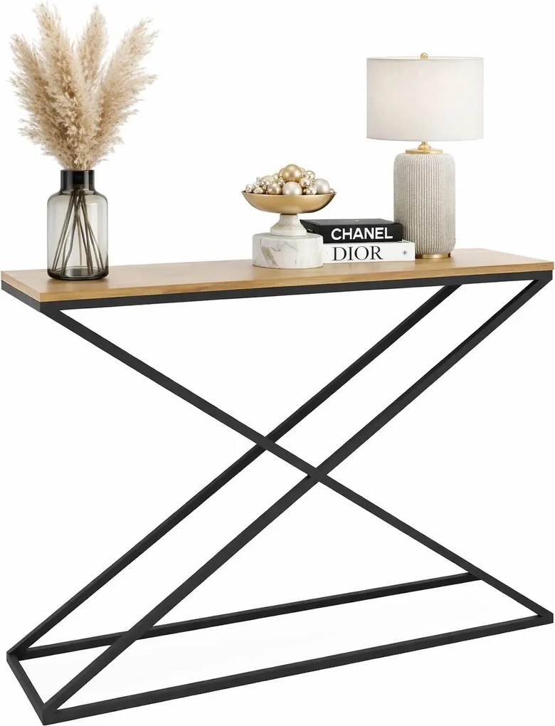 Konsola w stylu loft czarny + dąb lancelot A5-E18