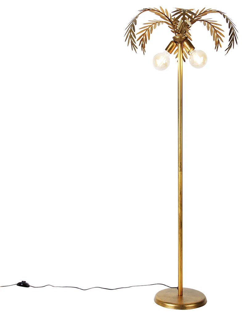 Lampa podłogowa w stylu vintage, złota, 156 cm, 2 punkty świetlne - Botanica Retro Oswietlenie wewnetrzne