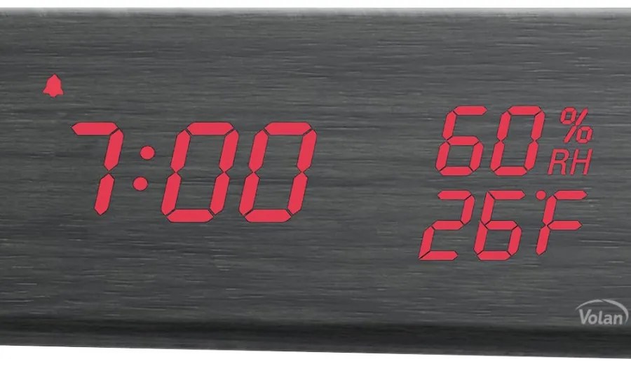 Zegar budzik elektroniczny led drewniany stojący - data termometr higrometr