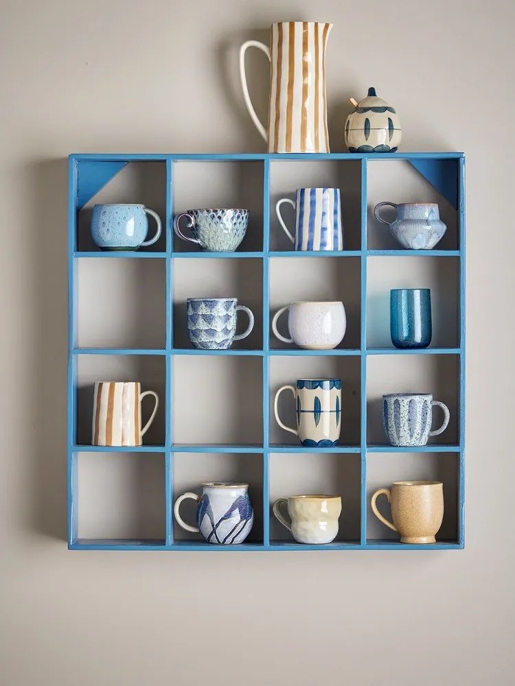 Niebieska wielopoziomowa półka z drewna z recyklingu 70 cm Bekka – Bloomingville