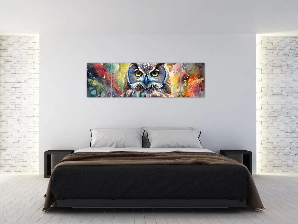 Obraz - Malowanie sowy (170x50 cm)