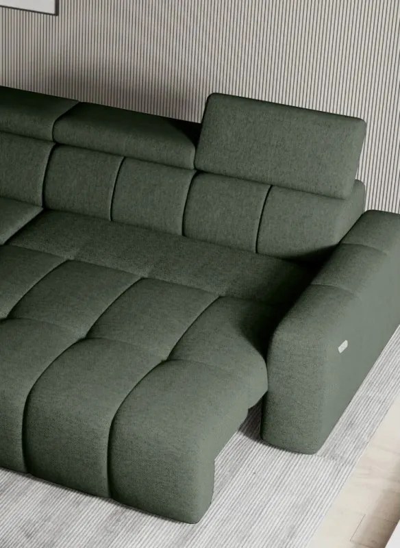 Narożnik ENZO S układ L z elektryczną regulacją siedziska Lewostronny z funkcją spania w ktaninie SORELLA 34 WERSAL