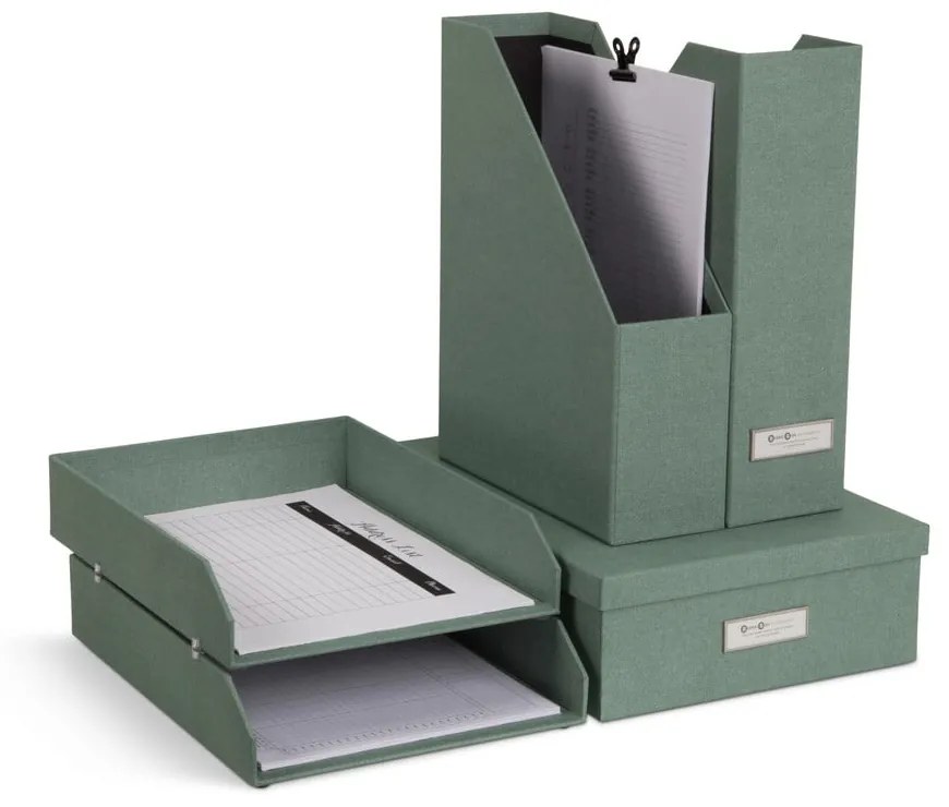 Zielone kartonowe organizery zestaw 5 szt. na dokumenty Holger Canvas Paper Laminate – Bigso